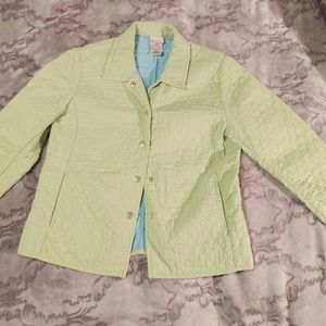 Fisherman Aesthetic Pistachio &  Blue Quilted Jacket Coat Blazer Vint White Stag
